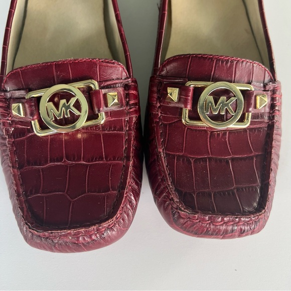Michael Kors Shoes - Michael Kors Burgundy Leather Slip-In Loafer/ Driving Moc W/ Gold Logo SZ 9.5